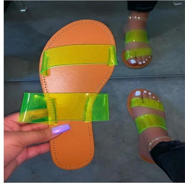 

slippers women flip flops transparent belt green rose red beach flat cute ladies candy colors rubber sole slide chanclas mujer, Black