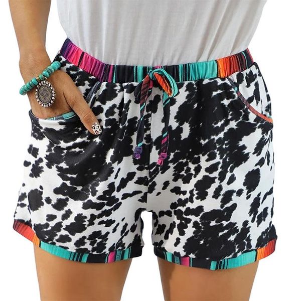 

women's shorts 2021 summer leopard high waist elastic casual short pant women beach loose pants plus size s-5xl, White;black