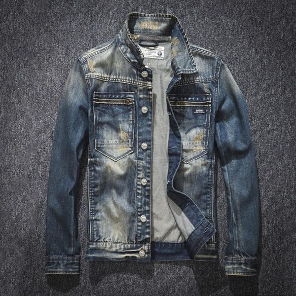 

men's jackets european and american punk retro denim jacket personality zipper pockets motorcycle male casual slim fit jean coat, Black;brown
