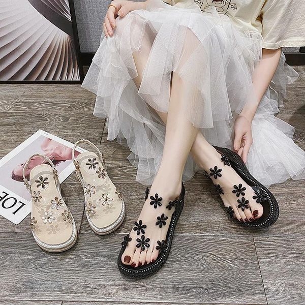 

korean style 2021 platform roman sandals women shoes for, Black