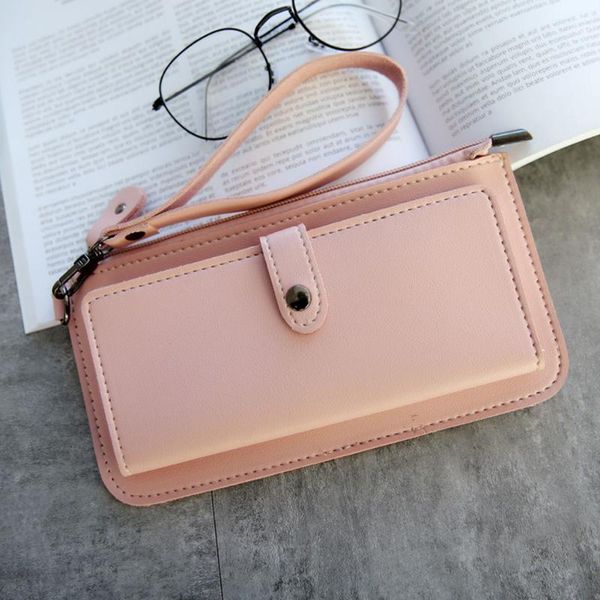 

wallets pu leather long wallet women purse female clutch zipper money bag pocket card holder, Red;black