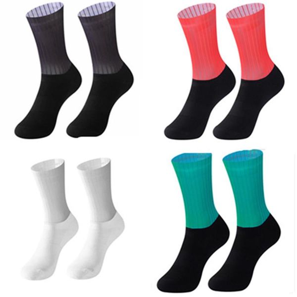

sports socks bike team aero seamless anti slip cycling road bicycle outdoor racing compression sport, Black