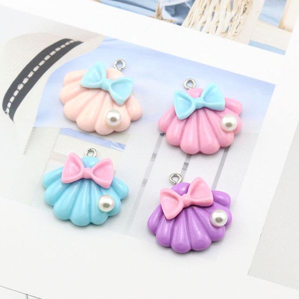 

charms 10pcs cute pendant with hooks for necklace bracelet resin simulation pearl multicolor shell diy accessories jewelry making, Bronze;silver