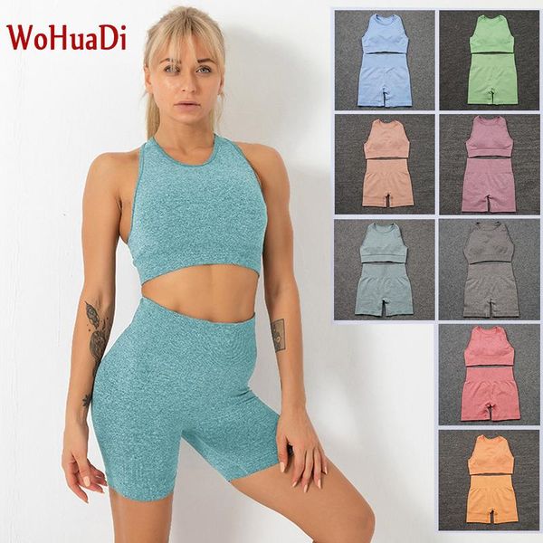 

yoga outfit wohuadi 2021 vest bra sport set sportswear women's clothing seamless gym workout shorts suit fitness leggings female