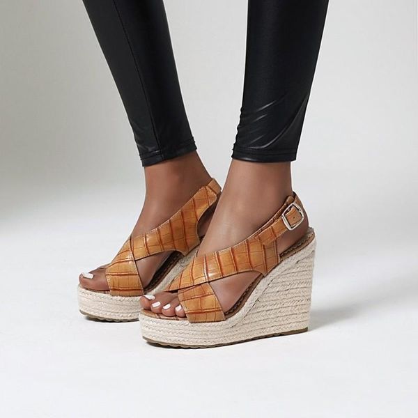 

sandals spring and summer style wedge women fashion rome thick bottom open toe women's shoes black high 11cm plus size 34-43