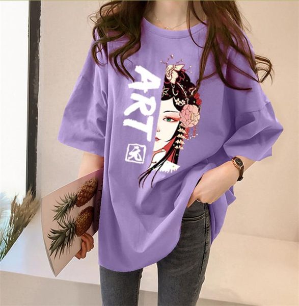 

women's t-shirt women summer tshirt fashion opera art print t shirts female casual loose oversized chinese traditions tee, White