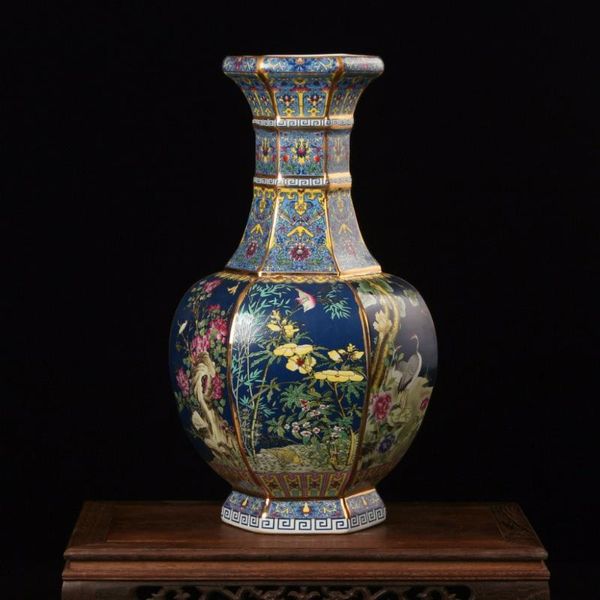 

vases antique jingdezhen enamel famille rose collection pure hand painted gold porcelain art decoration flower vase