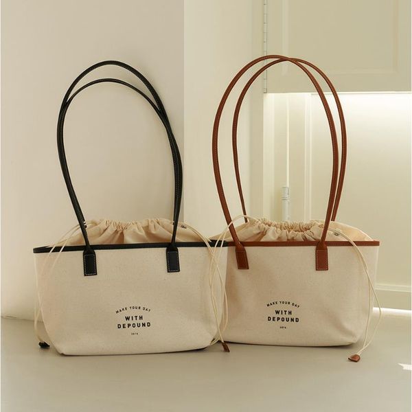 

evening bags ladies handbag shoulder tote bag niche canvas large-capacity simple drawstring letter