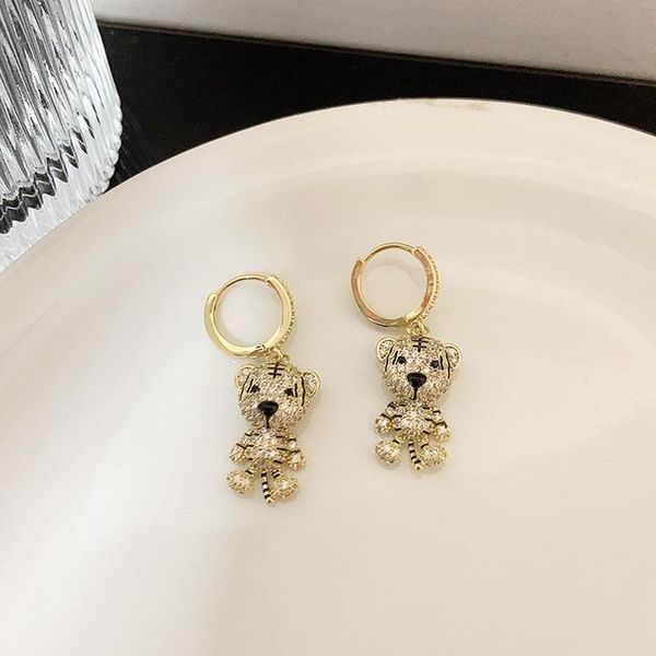 

Dangle & Chandelier Design Inlaid Zircon Gold Tiger Cute Animal Earrings For Women Small Drop Cartoon Light Luxury Boutique Jewelry Wholesal, Silver