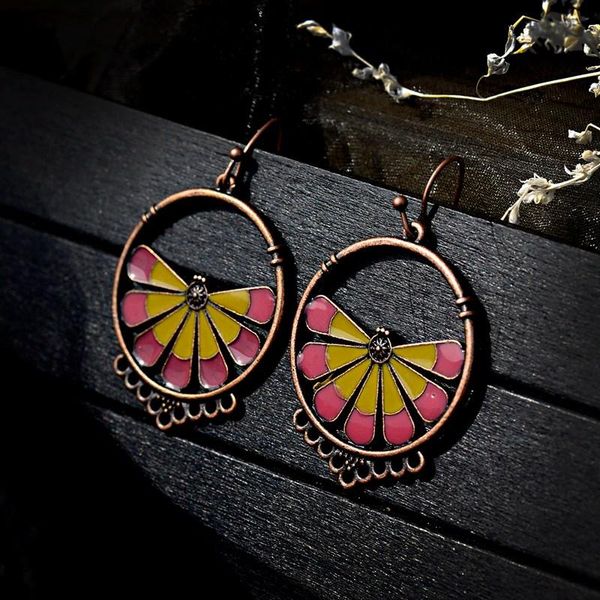 

dangle & chandelier 2021 vintage flower earrings for women ethnic jewelry brinco summer round dripping oil tibetan jhumka, Silver