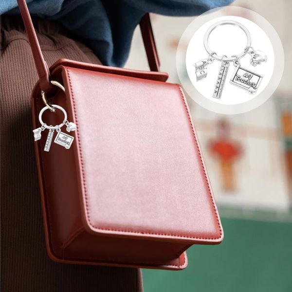 

keychains teacher's day key chains novel pendant ring backpack hanging accessory, Silver