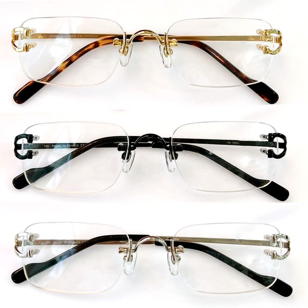 

business men women rimless glasses ultra-light frame high-quality details first-class quality optional customizable myopia lenses luxurious, Black