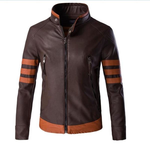 

men's fur & faux men slim motorcycle leather jackets large size autumn male suede coats 5xl, Black