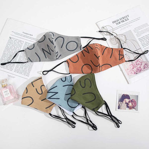 

men''s english letters dustproof breathable adjustable ear buckle mask can be washed and reused