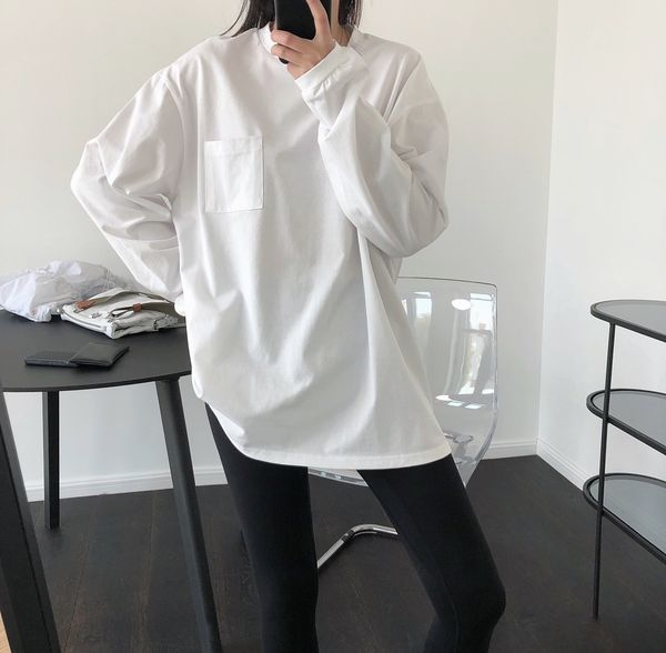 

tee Harajuku Summer White O-Neck Long Cotton T Shirts Tops Women Blusa