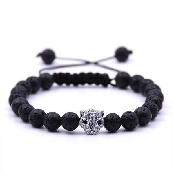 

70% off zircon natural stone bracelet woven bracelet volcanic, Black