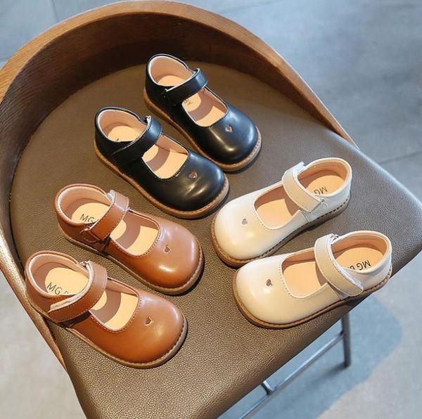 

flat shoes spring autumn kids t strap leather for girls boys non-slip toddlers mary janes baby children buckle flats, Black;grey