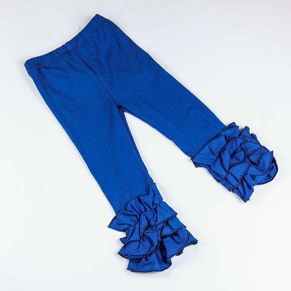 

trousers fashion leggings soft solid printing kids girl girls boutique pants ruffle baby ship, Blue