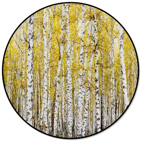 

carpets plant yellow birch forest pattern round children area rug floor mat living room bedroom carpet coffee table
