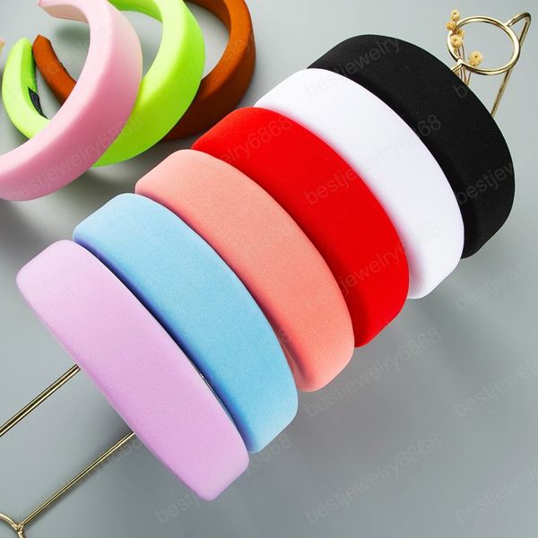

simple color headband for woman elegant silk padded thick sponge hairband girls party hair hoop bezel, Silver