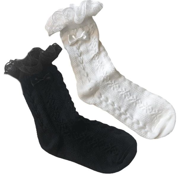 

socks cute ruffle bow tie girls short anime cartoon sweet girl cosplay costumes, Pink;yellow