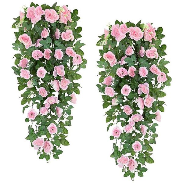 

novelty items 2pcs artificial hanging plants with flowers fake ivy leaves greeny for wedding
