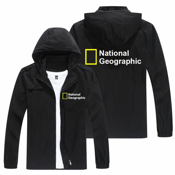 

men's jackets mens printed survey expedition scholar jacket fashion outdoor sportswear windbreaker hoodie, Black;brown