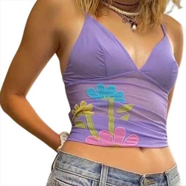 

womens crop cami sleeveless spaghetti strap deep v neck flower mesh camisole see-through summer crop, White