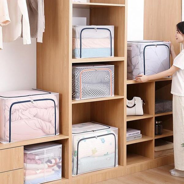 

large capacity transparent mesh storage box convenient sorting wardrobe clothes sundries toys underwear clothing &