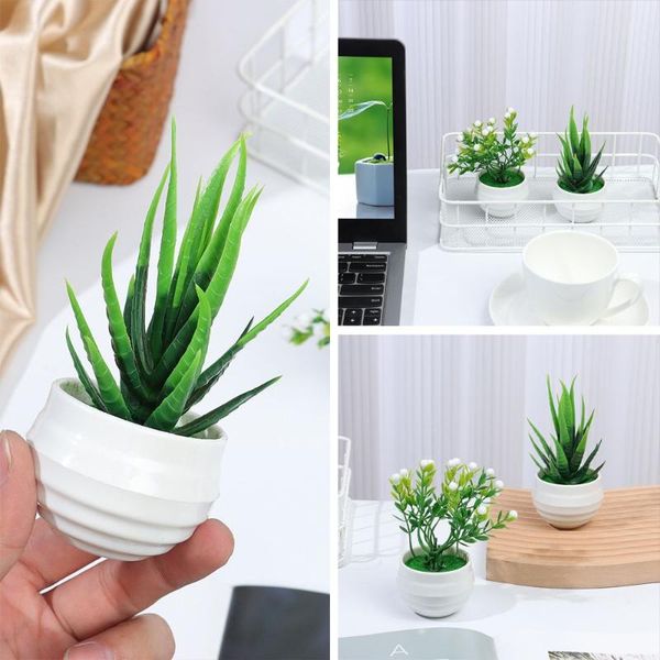 

decorative flowers & wreaths office decoration table potted ornaments artificial aloe plants bonsai fake simulated tree pot