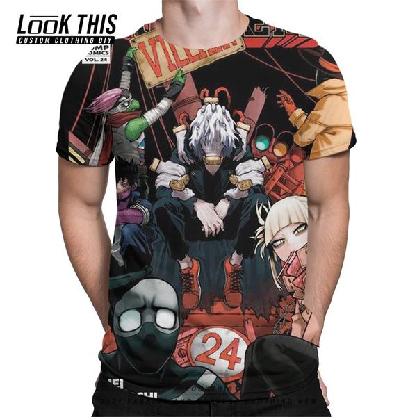 

men's t-shirts harajuku manga my hero academia 3d printing anime men t-shirt oversized short-sleeved cartoon male o-neck, White;black