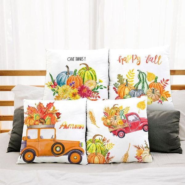 

pillow case colorful watercolor pumpkin super soft short plush 45*45cm decor plant cactus cushion cover for car sofa pillowcase