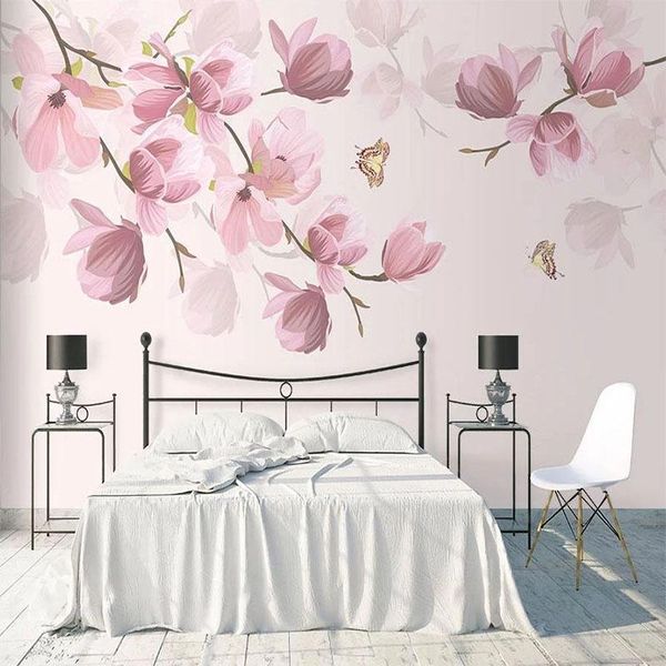 

wallpapers custom mural modern 3d pink flowers living room bedroom romantic home decor wall painting papel de parede sala
