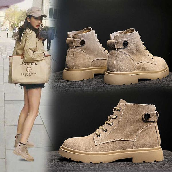 

ins genuine leather martin boots women's short british style student korean version versatile 2021 autumn winter locomotive, Black