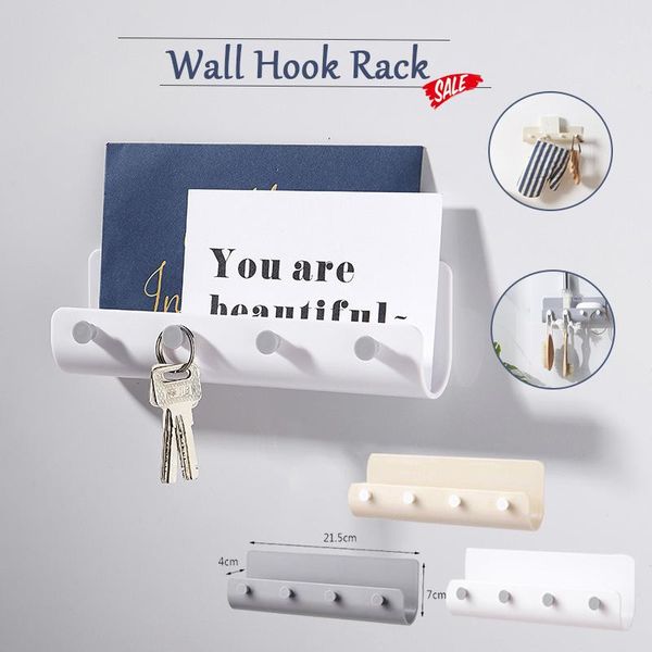 

hooks & rails 3 colors multifunction bedroom home punch-u shaped key hanger wall hook rack