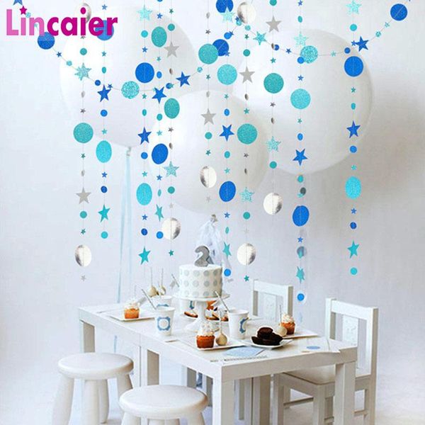 

party decoration 4m mirror paper star round garland flash banner happy birthday boy girl diy baby shower curtain wedding decor