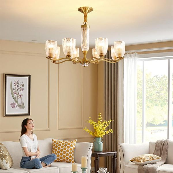 

pendant lamps modern led chandelier lights golden crystal copper ceiling lamp for living dining room kitchen luxury nordic e14