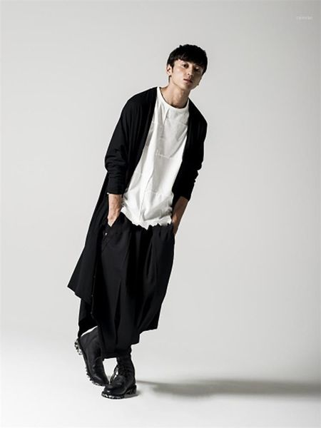 

men's pants niche design baggy oversize the trend of 2021 style clothing nine point slacks, Black