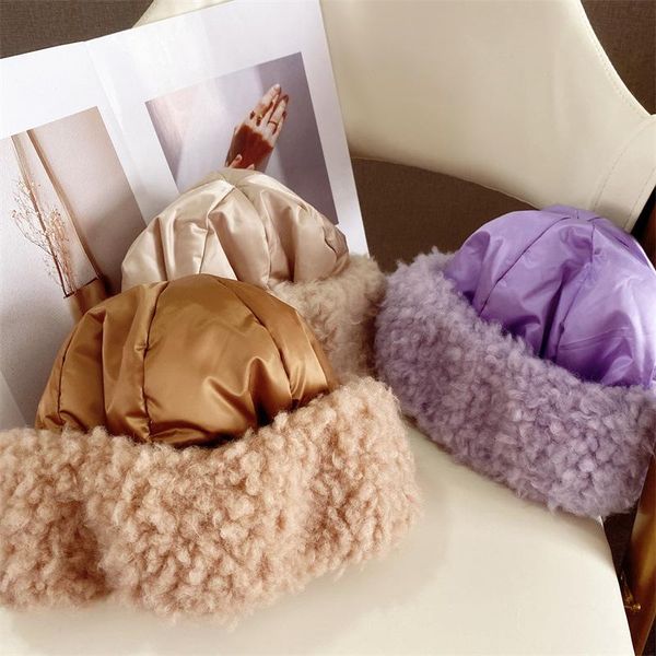 

beanies fashion designer plush thick teddy curly warm hat winter solid satin women berets lambswool beanie cap 2021 landlord