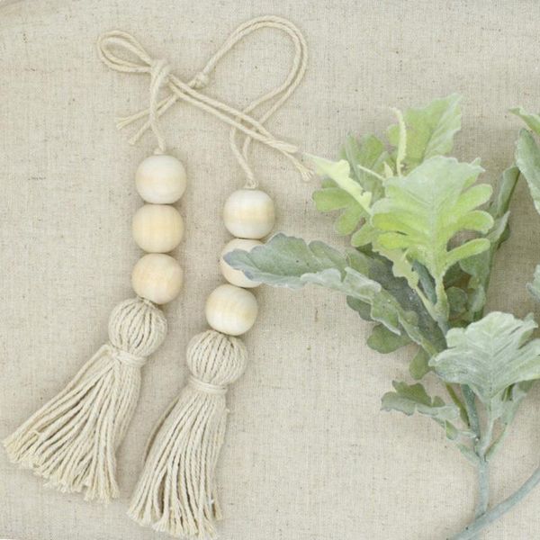 

cotton line tassel wood beads decor hanging natural rope wooden closet door handle decoration curtain & drapes