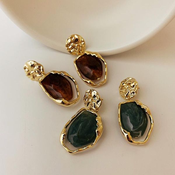 

stud hip hop rock contracted exaggerated geometry earrings fashionable retro women jewelry gifts, Golden;silver