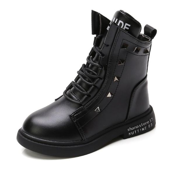 

childrens martin boots pu leather 2021 new boys girls soft sole short fashion boots british style kids sport shoes baby sneaker, Black;red
