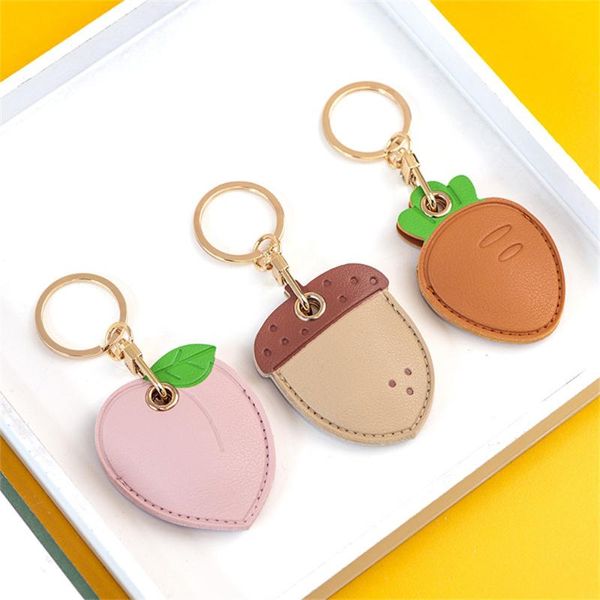 

card holders useful leather key ring personality access control cover case chain bag pendant cartoon keychains keyfob, Brown;gray