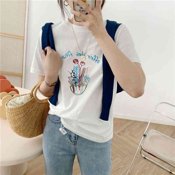 

women's t-shirt 100% cotton soft print women t-shirts round neck loose short sleeve summer pullovers casual tees female basic, White