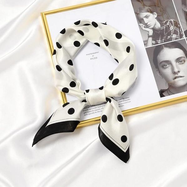 

scarves 2021 elegant dots silk hair scarf women foulard neck wrap square kerchief soft bandana lady headbrand 53*53cm hijab, Blue;gray