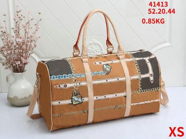 

designer 52cm large capacity women men travel bags famous classical men shoulder designer duffel bags carry on luggage tote handbag