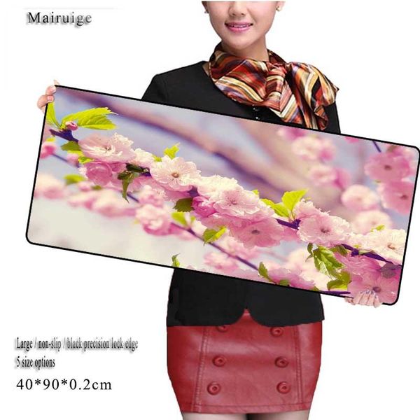 

mouse pads & wrist rests stitched edge pink flowers large gaming diy design pattern computer mousepad rubber non-slip mat 30x80cm 40x90cm