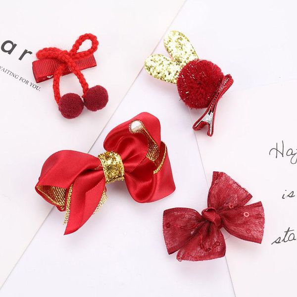 

hair accessories clip set cute girl headwear bow flower animal hairpins band cartoon elastic headdress gift, Slivery;white