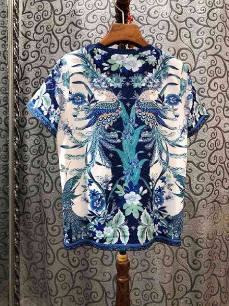 

women's two piece pants pants & tees spring runway t-shirt women phonix prints short sleeve casual basic tshirt ladies blue yqr2, White
