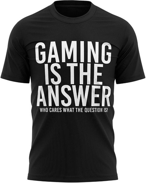 

men's t-shirts purple print house mens gaming is the answer who cares what question t shirt - birthday funny gifts for gamers him, White;black